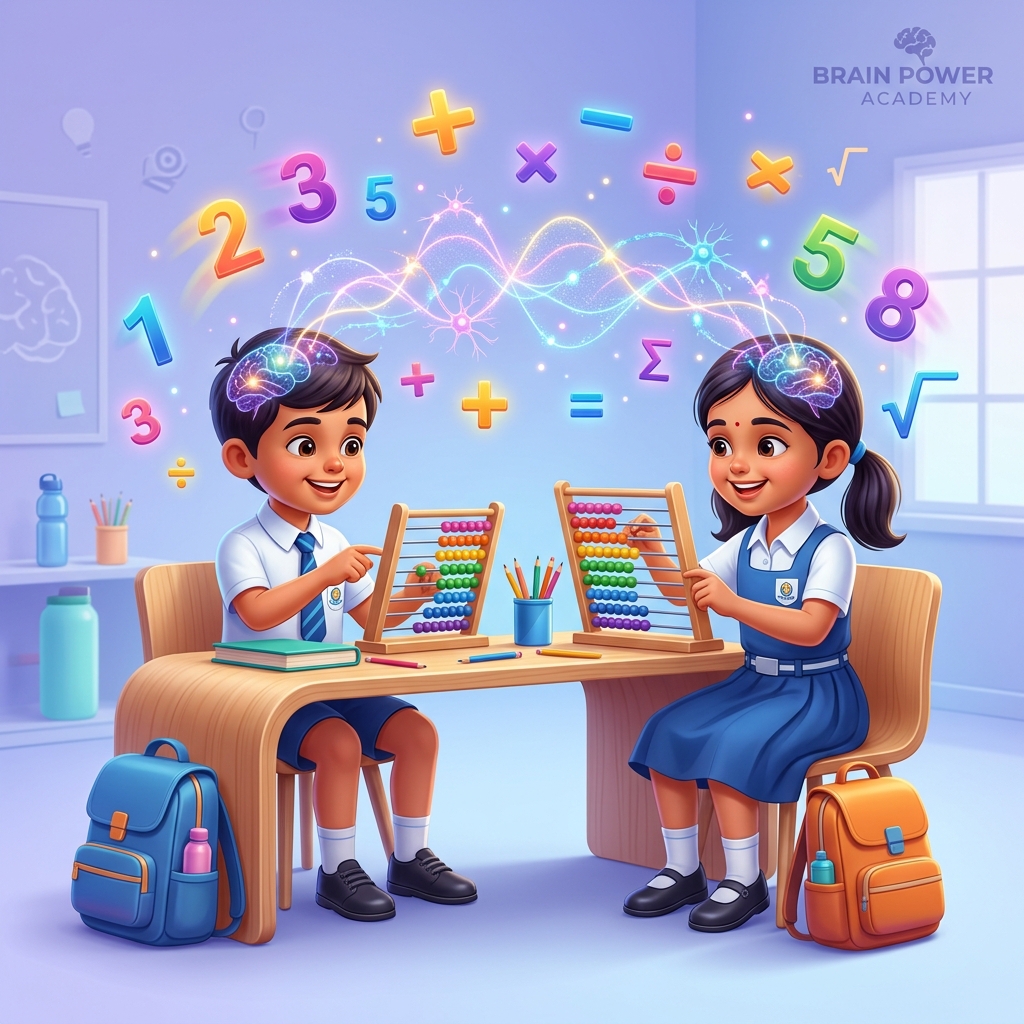 Happy Kids learning abacus mental math